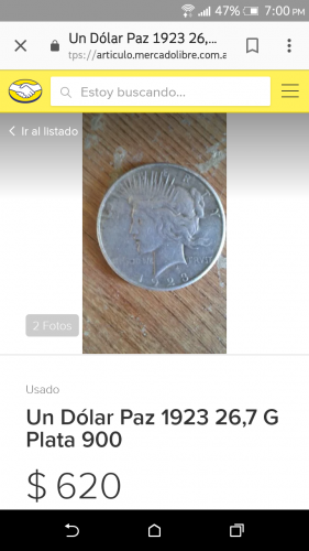 Vendo 1 dolar plata 1923; telefono 829 472 2 - Imagen 1